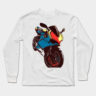 Motorcycle  Pop-Art Vintage Retro Color Long Sleeve T-Shirt